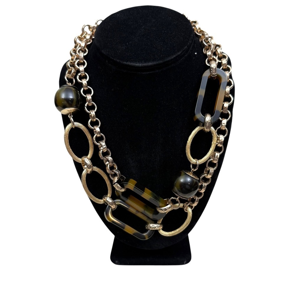 Catherines Womens Long Statement Necklace Gold Chain Link Chunky Bold 21 in